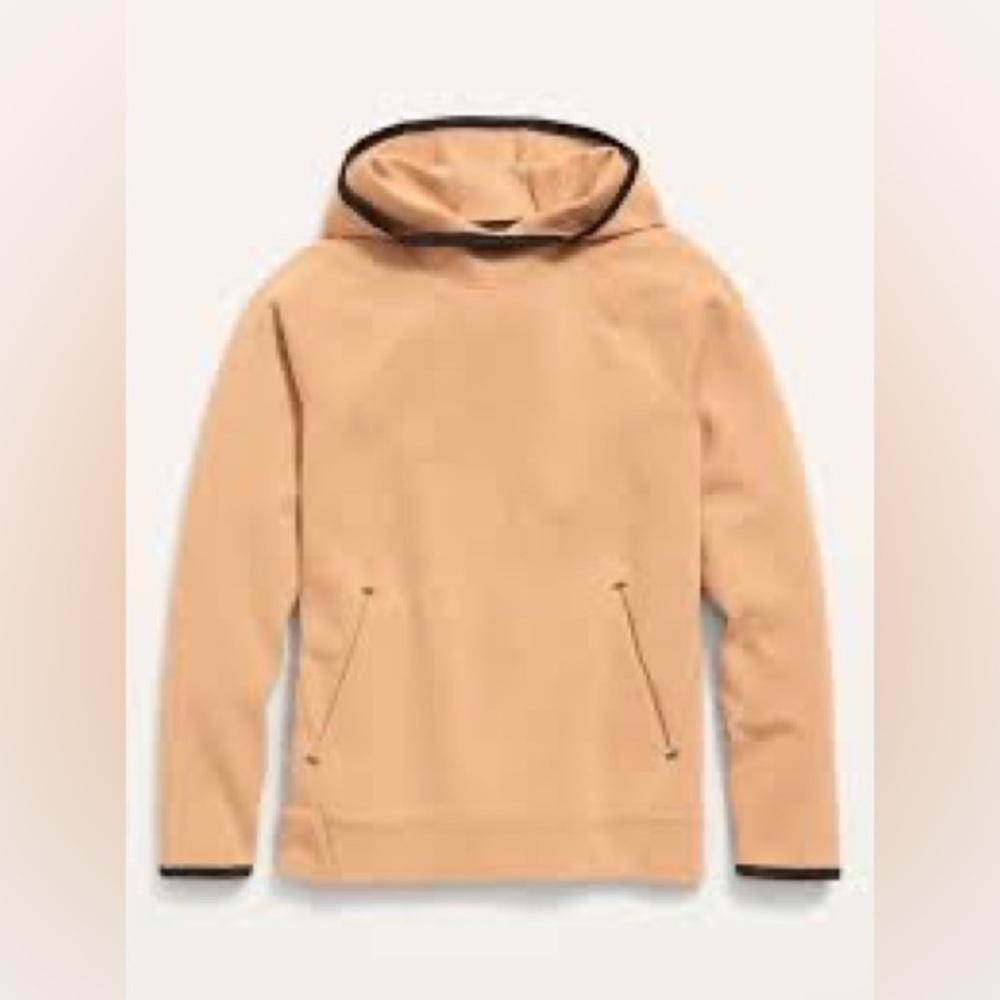 Old Navy Boy’s Active Dynamic Fleece Tan Hoodie Sweatshirt with Black Trim